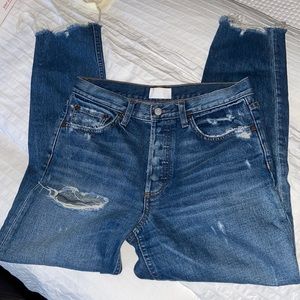 Boyish slightly distressed blue denim